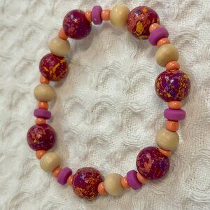 Hand Beaded Mixed Media Stretch Bracelet